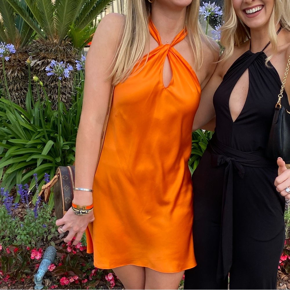 Mini Satin Orange Amanda Uprichard Dress